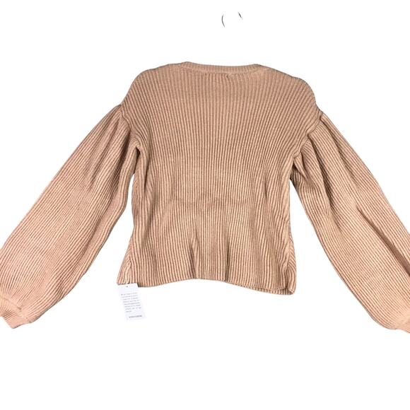 Nordstrom Women’s Small Camel Tan Cropped Pullover Sweater Balloon Sleeves NWT - Picture 7 of 14